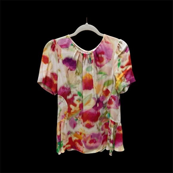 kate spade Tops - Kate Spade Vibrant Floral Blouse - Pink, Red, Green